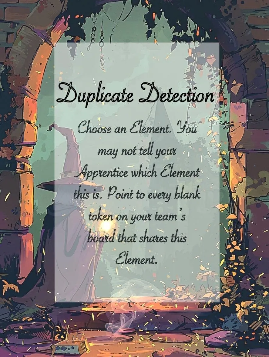 The Duplicate Detection spell card: a wizard in a stone archway behind the card text